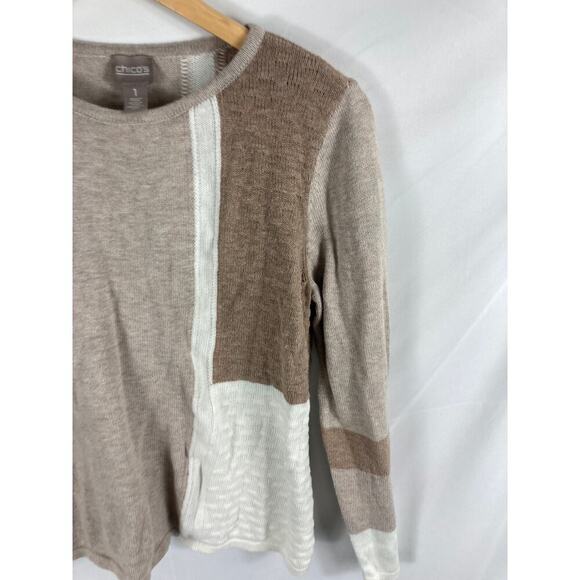 Chicos Color Block Knit Sweater Size 1/Medium - Picture 6 of 8